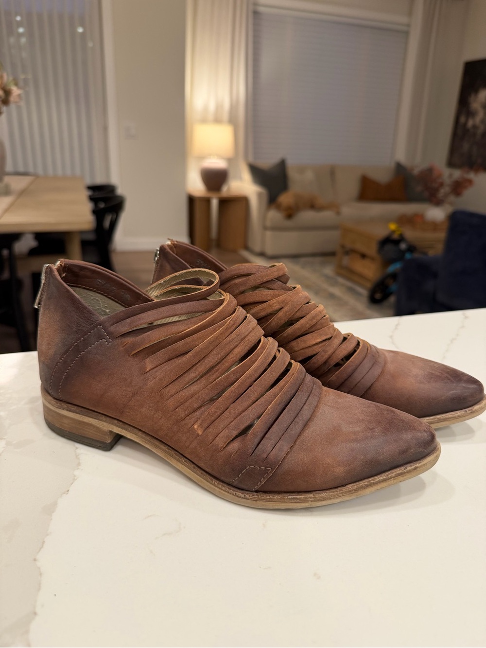 Free People Women's Brown Leather Cutout Chukka Boots